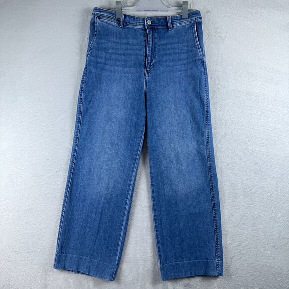 Talbots Wide Leg Jeans Slash Pockets Medium Wash Women's Blue Size 12P - Picture 1 of 12